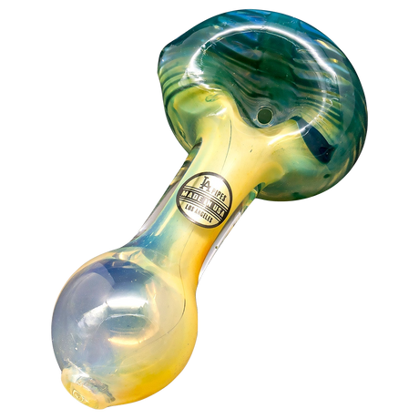 LA Pipes Color Changing Spoon Hand-Pipe with Yellow Accents on White Background