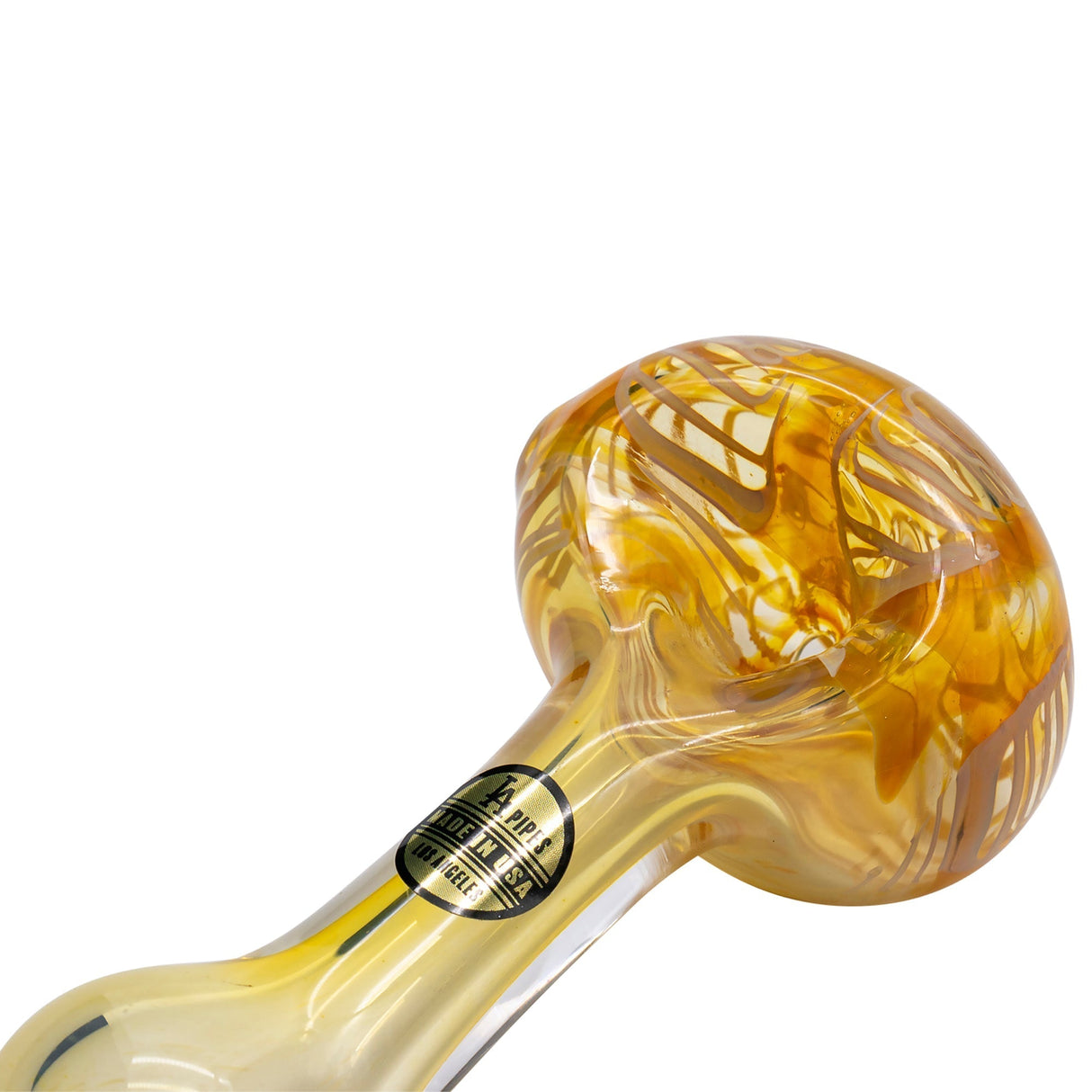 LA Pipes Color Changing Spoon Hand-Pipe with Yellow Accents, Side View