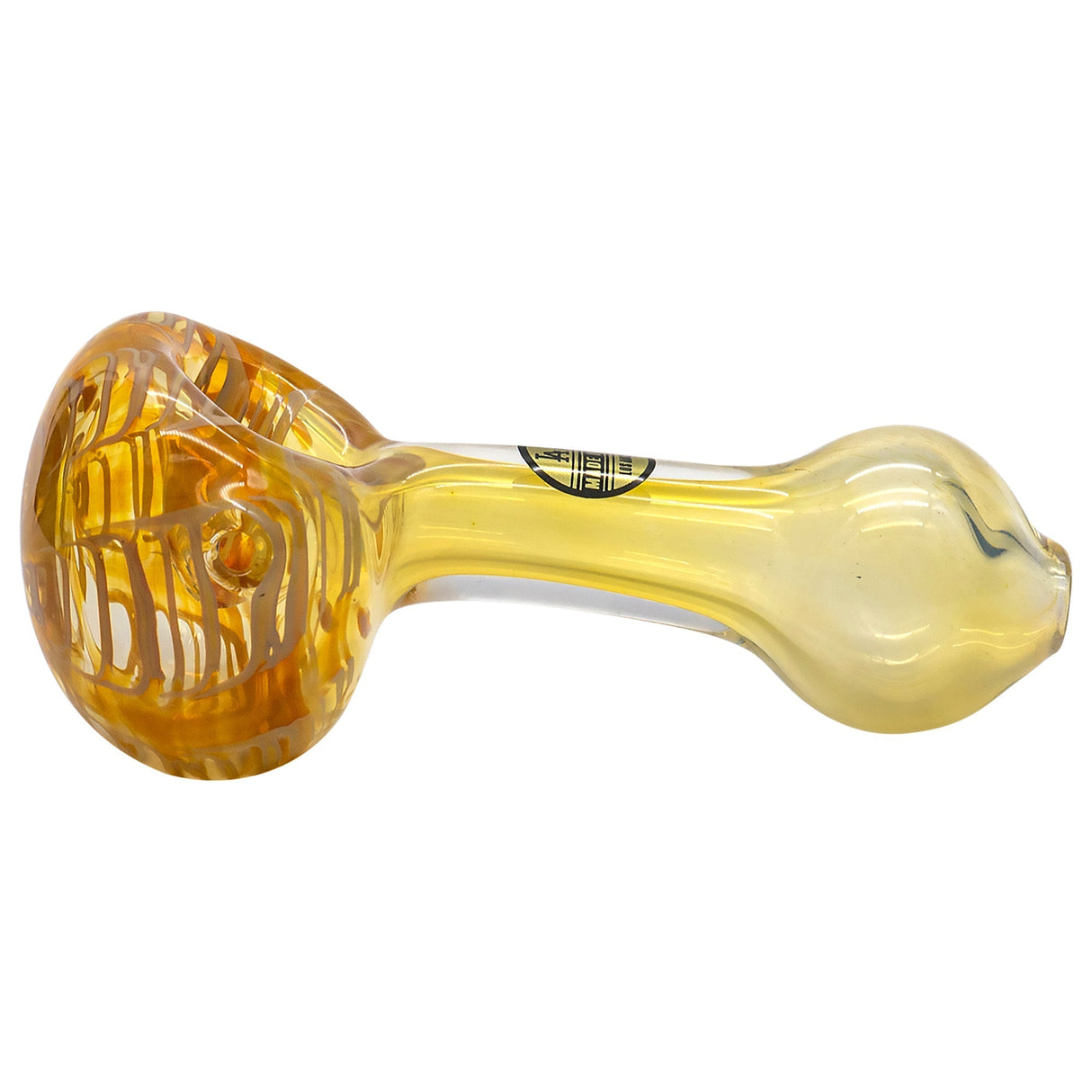 LA Pipes Color Changing Fumed Glass Hand-Pipe with Yellow Accents, Side View