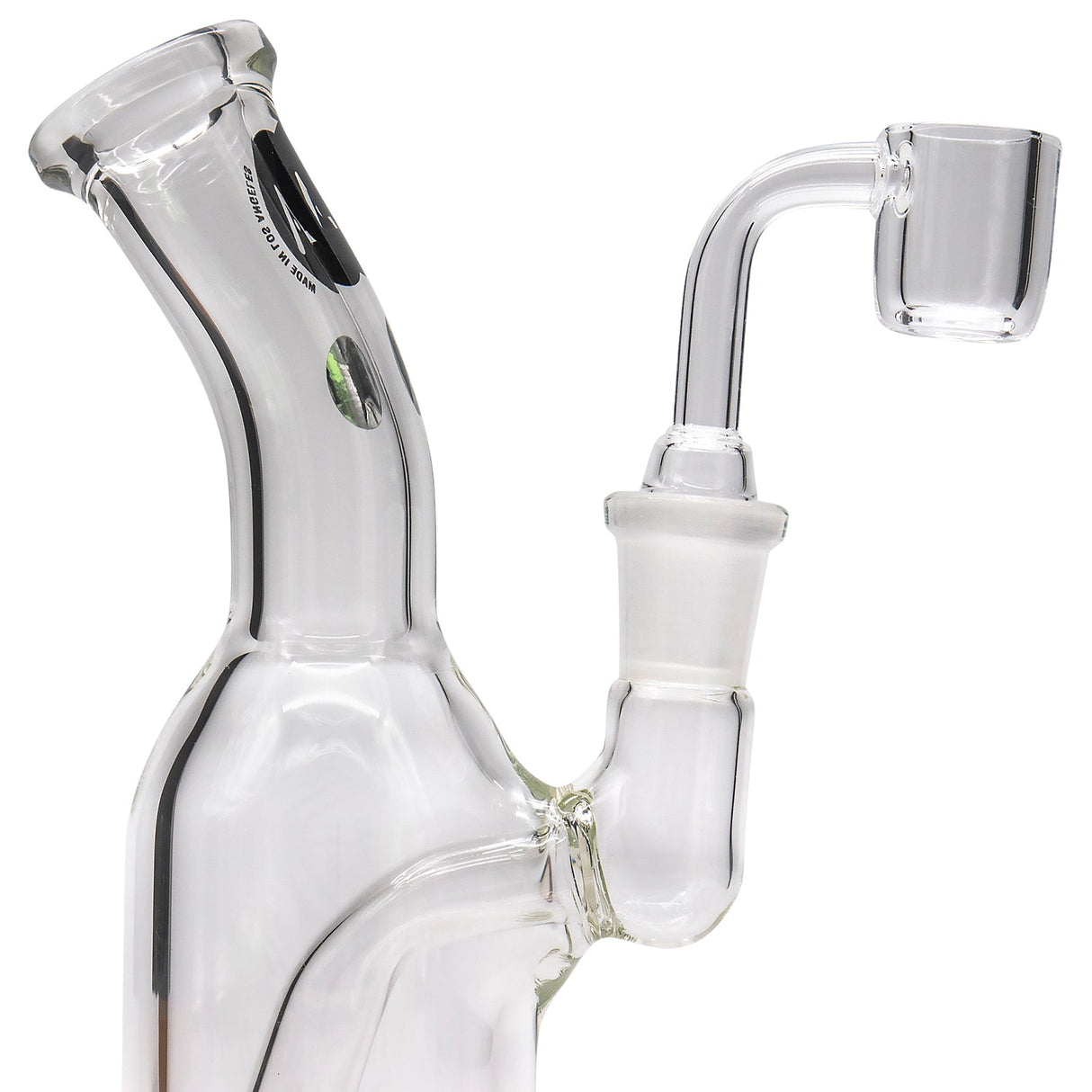 LA Pipes Bent Neck Concentrate Waterpipe with Quartz Banger, Side View on White Background