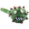 LA Pipes "Corona Rona" Green Hand Pipe with Spoon Design, Borosilicate Glass, Front View