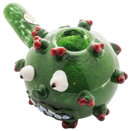 LA Pipes "Corona Rona" Hand Pipe in Green with Red Accents - Top Angle View