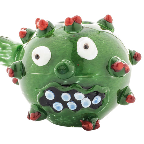 LA Pipes "Corona Rona" Hand Pipe in Green with Red Accents, Front View