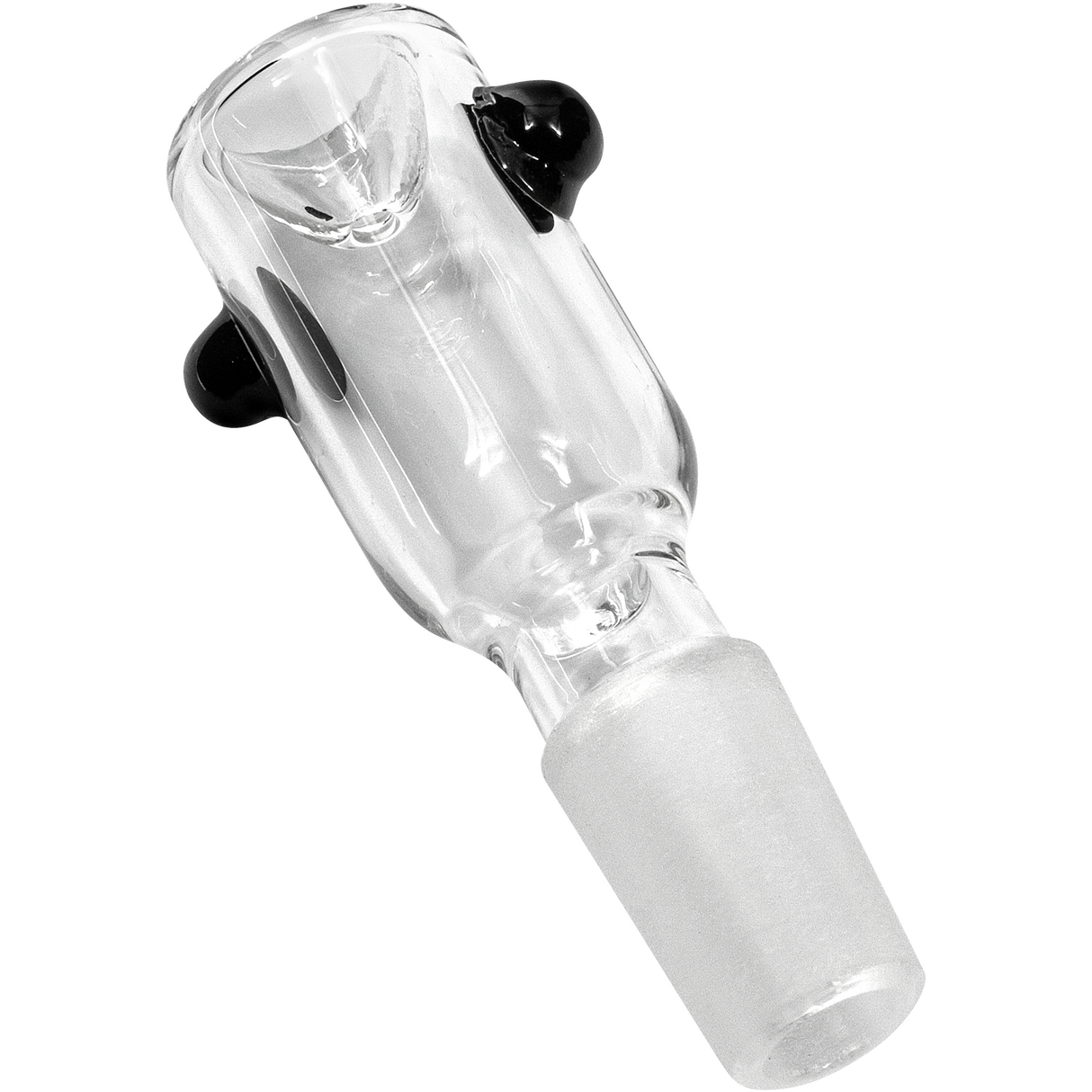 LA Pipes Custom Cylinder Bong Bowl, 14mm Male, Clear Borosilicate Glass, Angled View