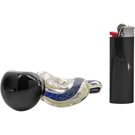 LA Pipes Dichro Donut Slime Hand-Pipe with deep bowl, green borosilicate glass, USA made - side view