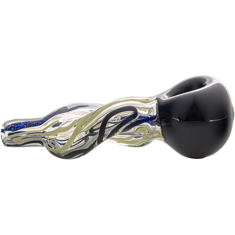 LA Pipes Dichro Donut Slime Hand-Pipe, 4.5" Borosilicate Glass, Green Spoon Design, Side View