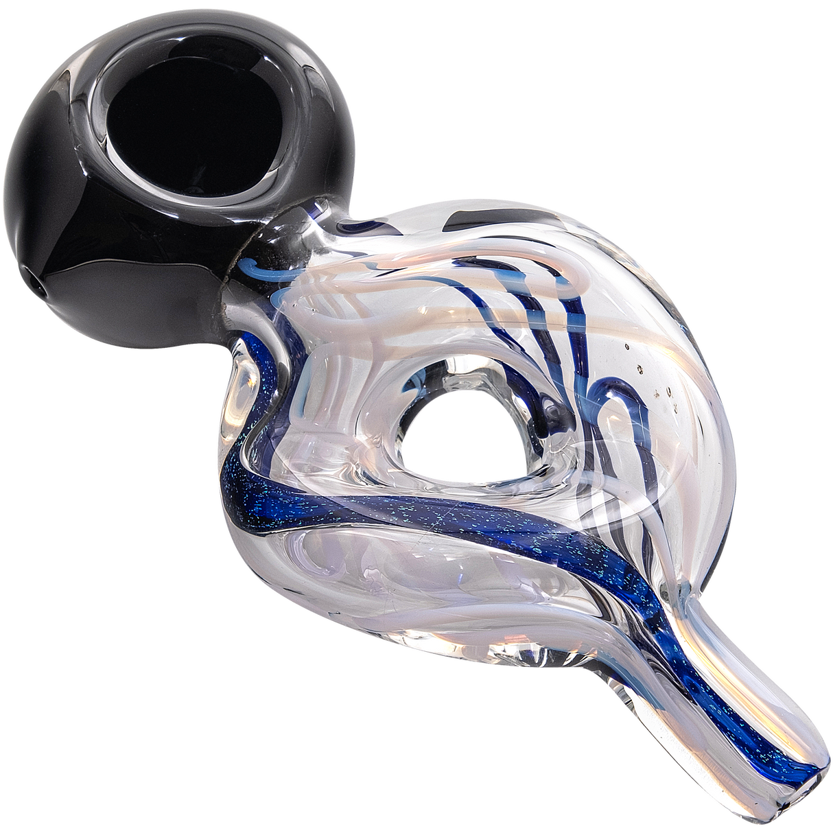 LA Pipes Dichro Donut Slime Hand-Pipe in Purple Slyme with deep bowl, side view on white