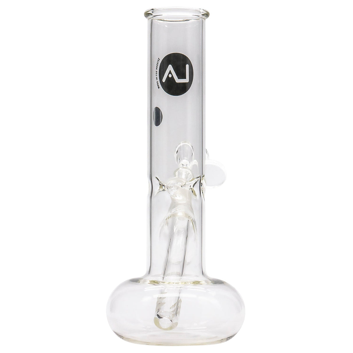 LA Pipes Donut Base Bong in clear borosilicate glass, front view on white background