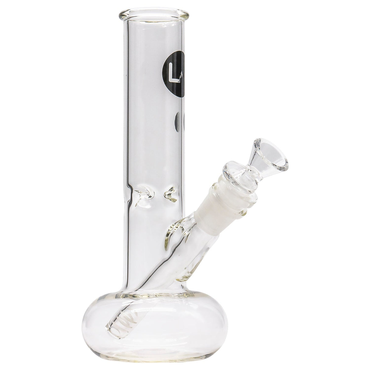 LA Pipes Donut Base Bong with 45 Degree Joint, 8" Tall Borosilicate Glass, Front View