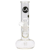 LA Pipes Donut Base Bong made of Borosilicate Glass, 8" tall with a 45-degree female joint, front view on white background