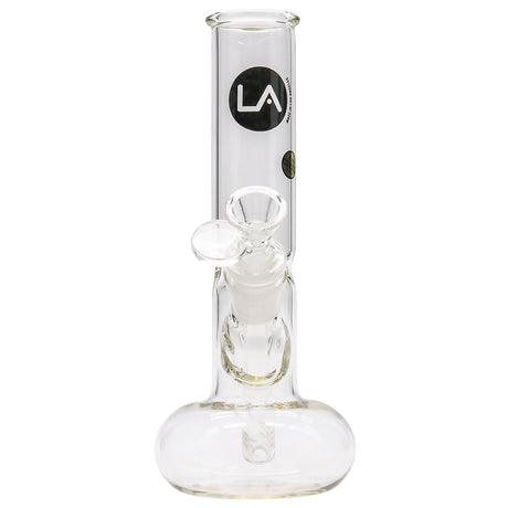 LA Pipes Donut Base Bong made of Borosilicate Glass, 8" tall with a 45-degree female joint, front view on white background