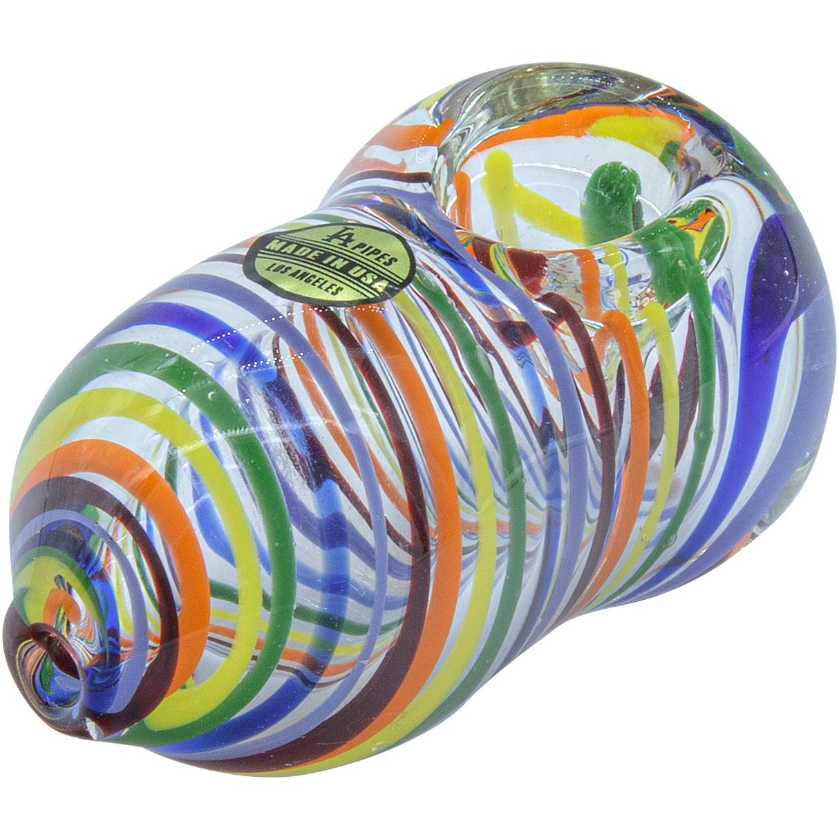 LA Pipes "Easter Egg" Rainbow Swirl 3" Hand Pipe for Dry Herbs, Borosilicate Glass, Top View