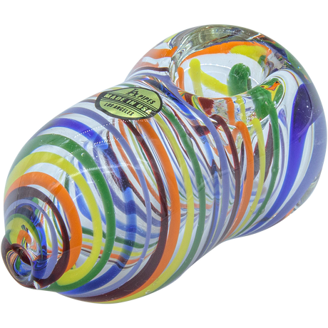 LA Pipes "Easter Egg" Rainbow Swirl 3" Hand Pipe for Dry Herbs, Borosilicate Glass, Top View