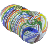 LA Pipes Easter Egg Rainbow Swirl 3" Hand Pipe for Dry Herbs, Borosilicate Glass, Top View