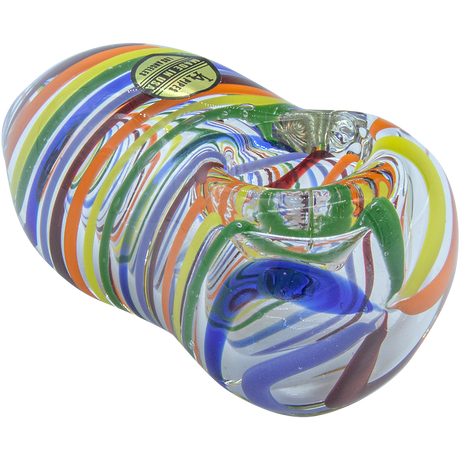 LA Pipes Easter Egg Rainbow Swirl 3" Hand Pipe for Dry Herbs, Borosilicate Glass, Top View