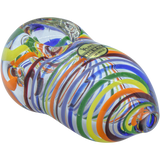 LA Pipes "Easter Egg" Rainbow Swirl Hand Pipe, 3" Borosilicate Glass for Dry Herbs, Side View
