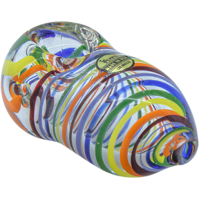 LA Pipes "Easter Egg" Rainbow Swirl Hand Pipe, 3" Borosilicate Glass for Dry Herbs, Side View