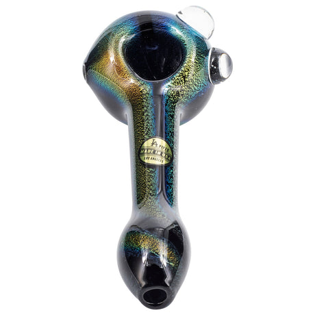 LA Pipes Full Dichro Spoon Pipe with Clear Marbles, Front View on White Background