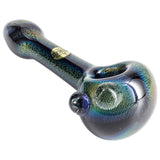LA Pipes Full Dichro Spoon Pipe with Clear Marbles, 4" Borosilicate Glass, USA Made - Side View