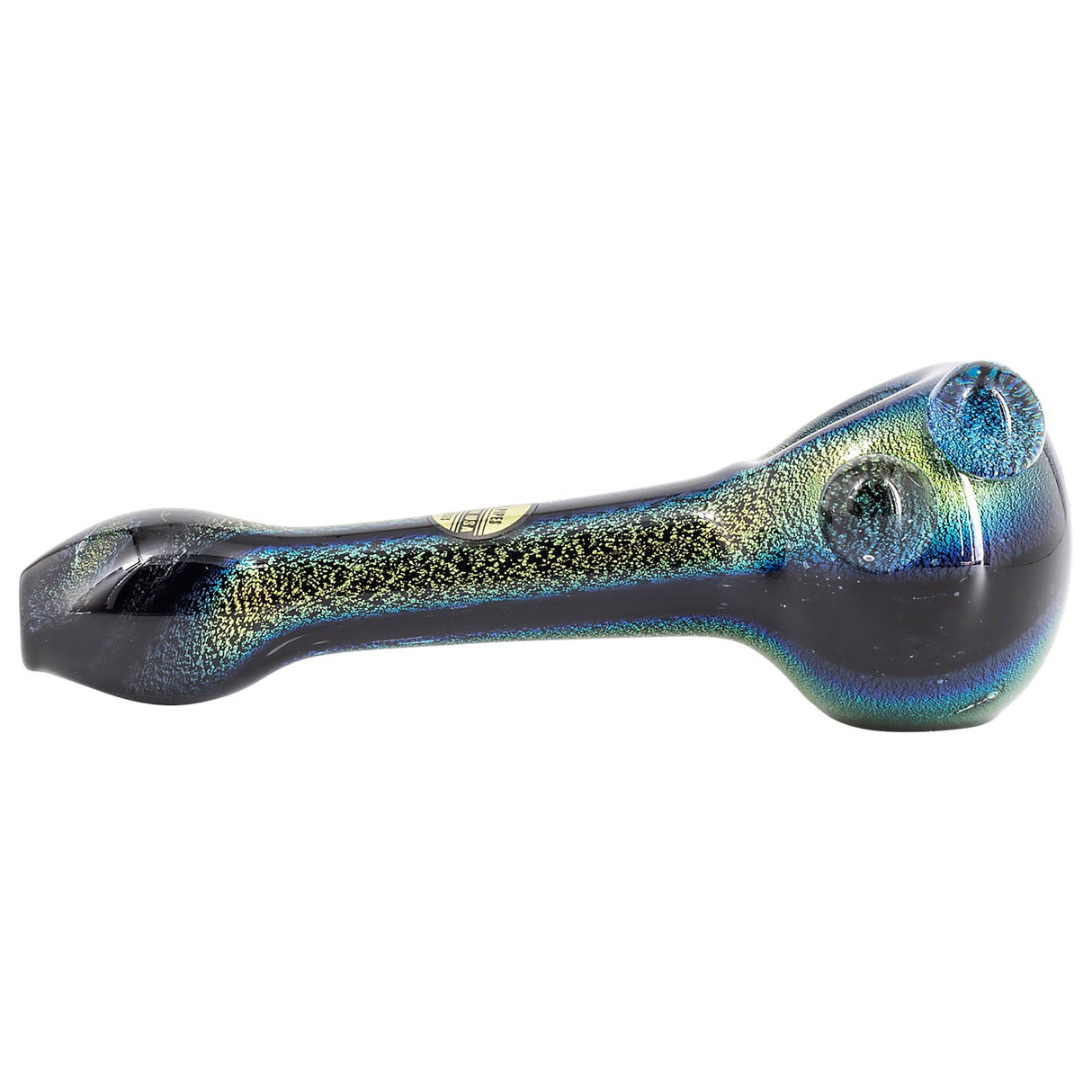 LA Pipes Dichro Spoon Pipe with Clear Marbles, 4" Borosilicate Glass, Side View