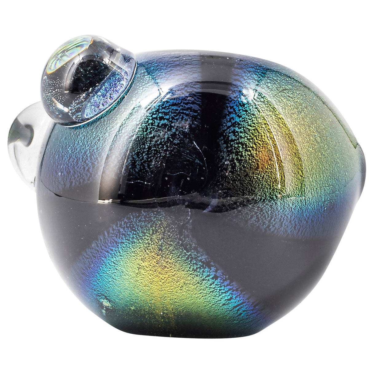 LA Pipes Dichro Spoon Pipe with Clear Marbles, Borosilicate Glass, 4" Length