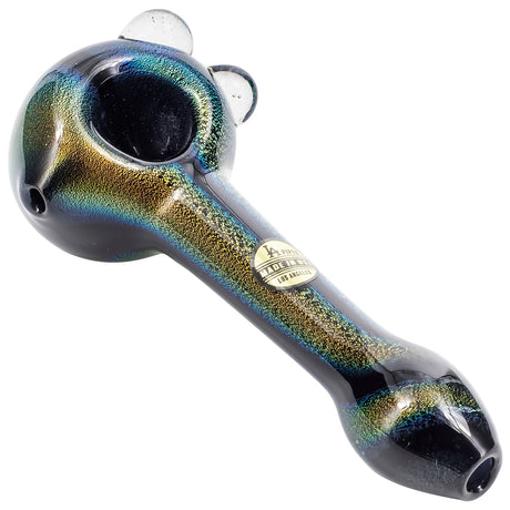 LA Pipes Full Dichro Spoon with Clear Marbles, 4" Borosilicate Glass Hand Pipe, USA Made