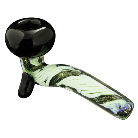 LA Pipes "Galactic Storm" Slime & Dichro Sherlock Pipe, Green Slime Variant, Angled View