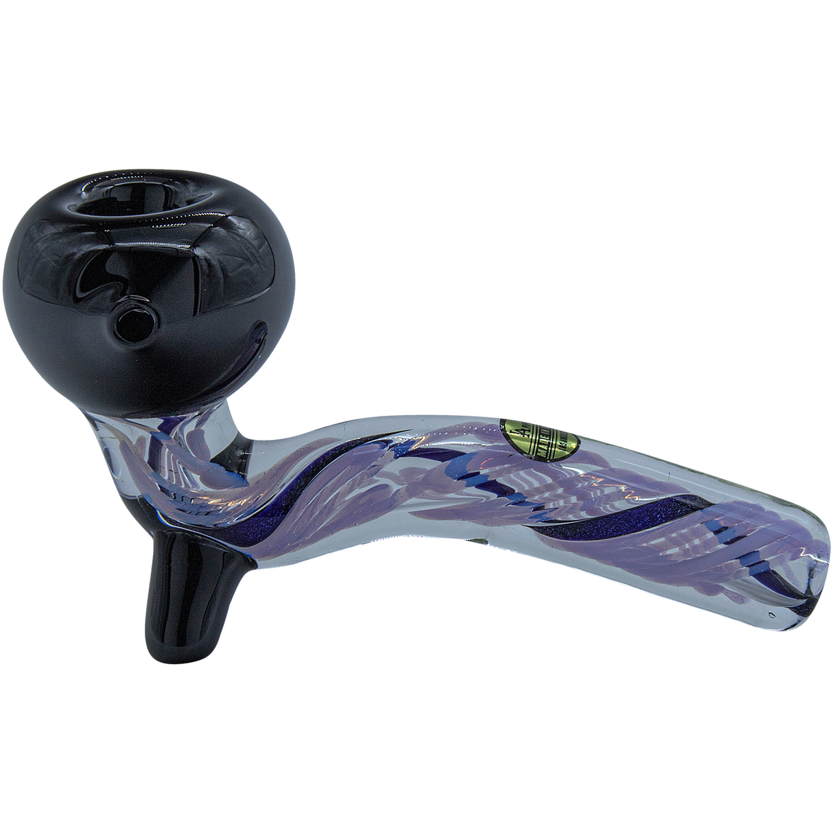 LA Pipes "Galactic Storm" Slime & Dichro Sherlock Pipe, USA-made, side angle on white