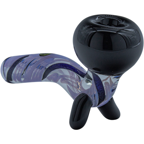 LA Pipes "Galactic Storm" Sherlock Pipe with Slime & Dichro design, 4.35" USA-made Borosilicate, Angled View
