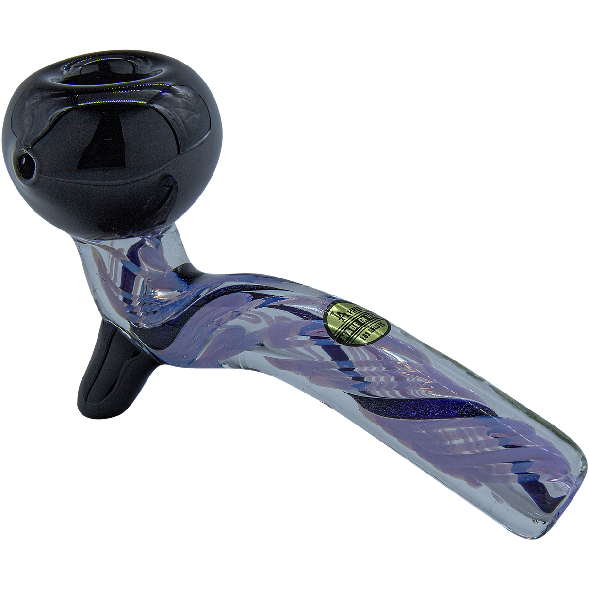 LA Pipes "Galactic Storm" Slime & Dichro Sherlock Pipe in Purple Slime Variant, Angled Side View