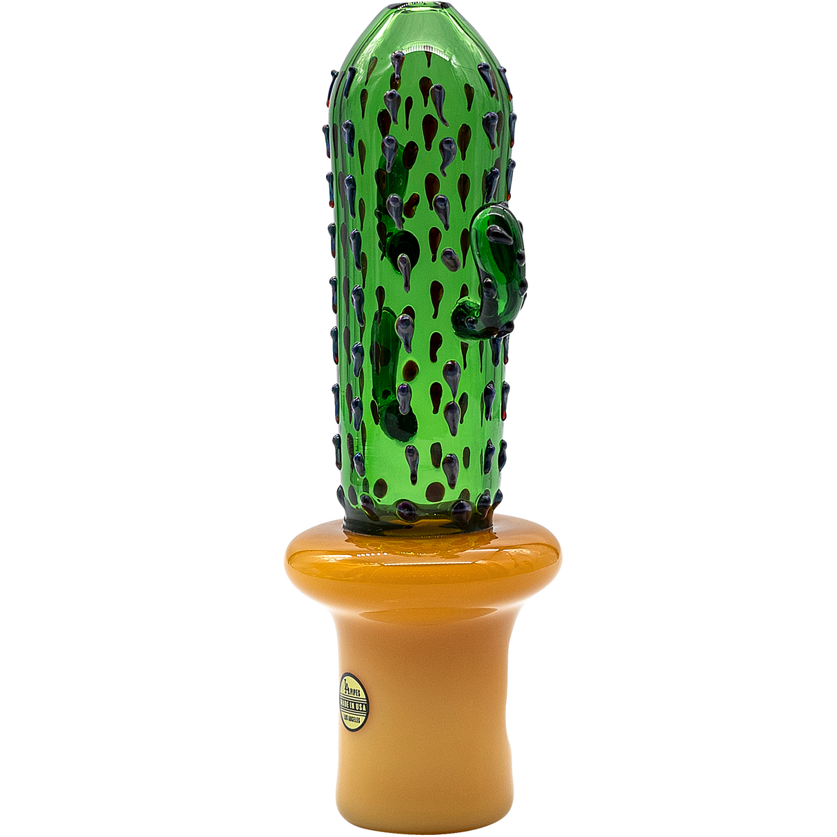 LA Pipes Glass Saguaro Cactus Pipe in Green, 5" Borosilicate Spoon Design, Front View