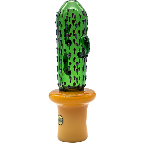 LA Pipes Glass Saguaro Cactus Pipe in Green, 5" Borosilicate Spoon Design, Front View