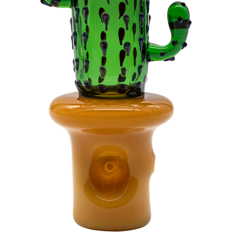 LA Pipes Glass Saguaro Cactus Pipe, green spoon design, 5" height, borosilicate glass, front view