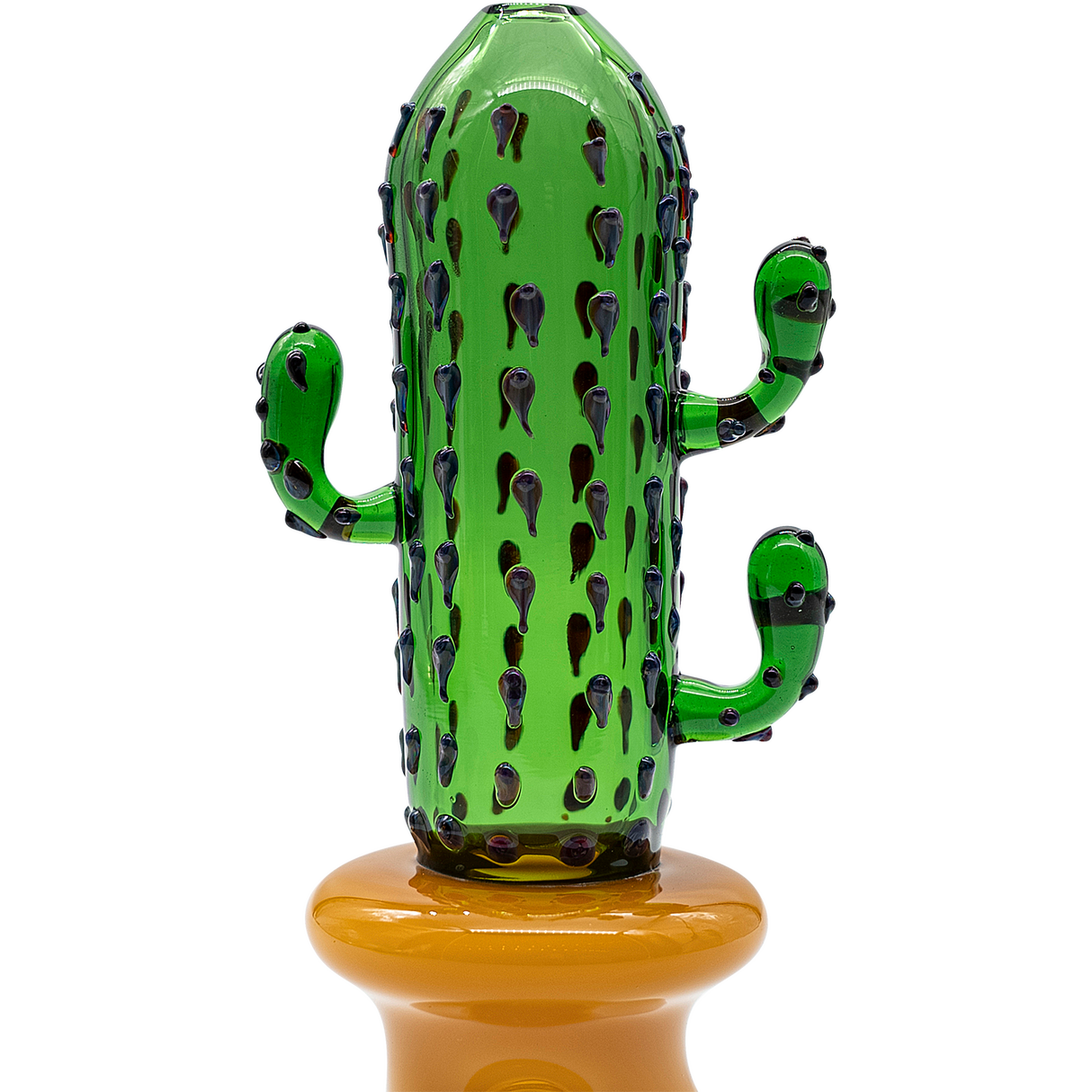 LA Pipes Glass Saguaro Cactus Pipe - Green Borosilicate Glass Spoon Pipe - Front View