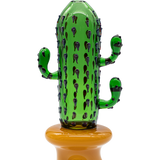 LA Pipes Glass Saguaro Cactus Pipe - Green Borosilicate Glass Spoon Pipe - Front View