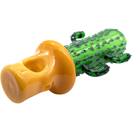 LA Pipes Glass Saguaro Cactus Pipe in green, 5" borosilicate glass spoon design, side view