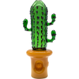 LA Pipes Glass Saguaro Cactus Pipe, Spoon Design, 5" Tall, Green Borosilicate Glass, Front View