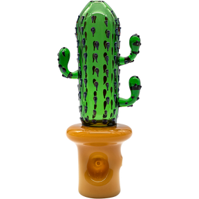 LA Pipes Glass Saguaro Cactus Pipe, Spoon Design, 5" Tall, Green Borosilicate Glass, Front View