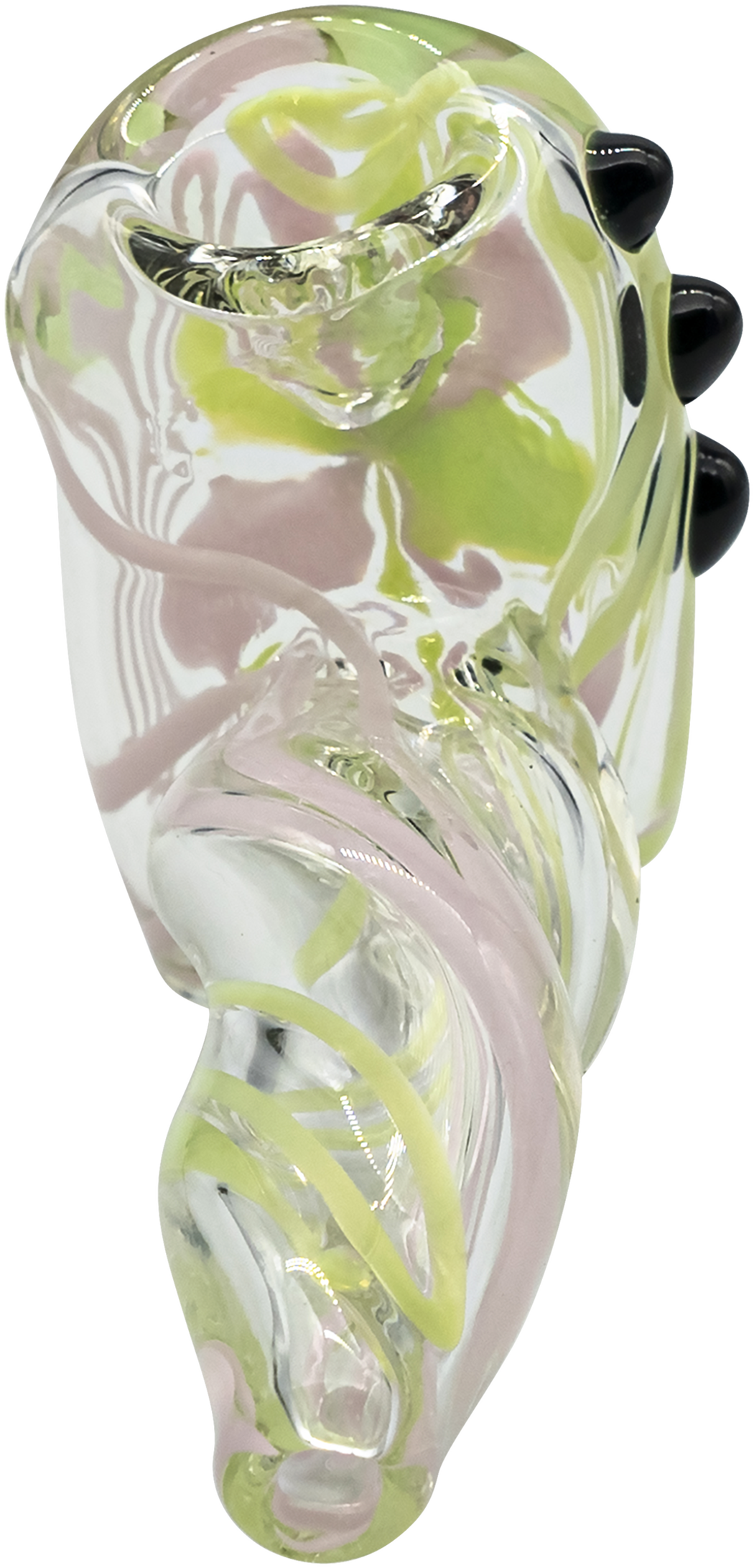 LA Pipes Green Slyme and Bubble Gum Twist Hammer Pipe, 4.5" Borosilicate Glass, USA Made
