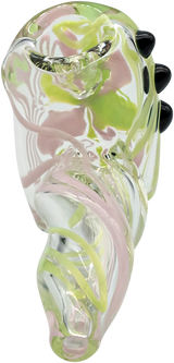 LA Pipes Green Slyme and Bubble Gum Twist Hammer Pipe, 4.5" Borosilicate Glass, USA Made