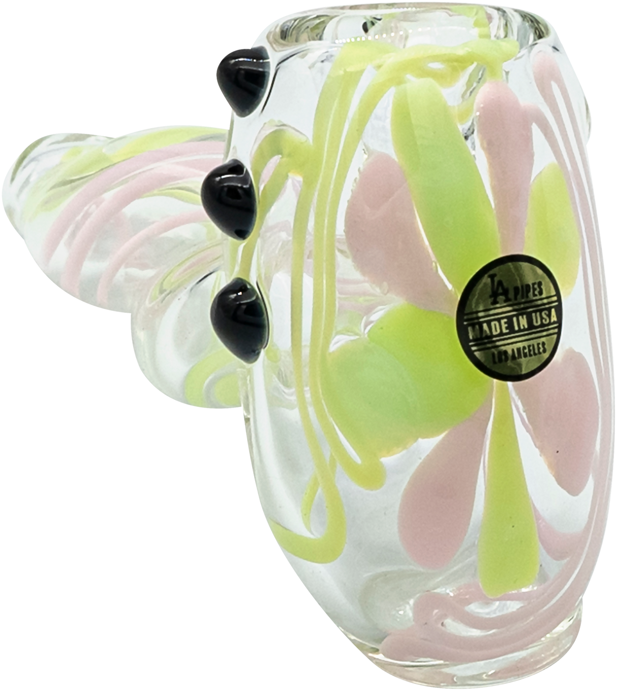 LA Pipes Hammer Pipe with Green Slyme & Bubble Gum Twist, 4.5" Borosilicate Glass, USA Made