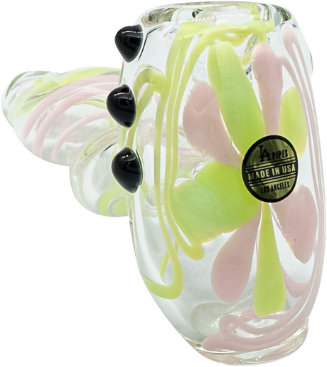 LA Pipes Hammer Pipe with Green Slyme & Bubble Gum Twist, 4.5" Borosilicate Glass, USA Made