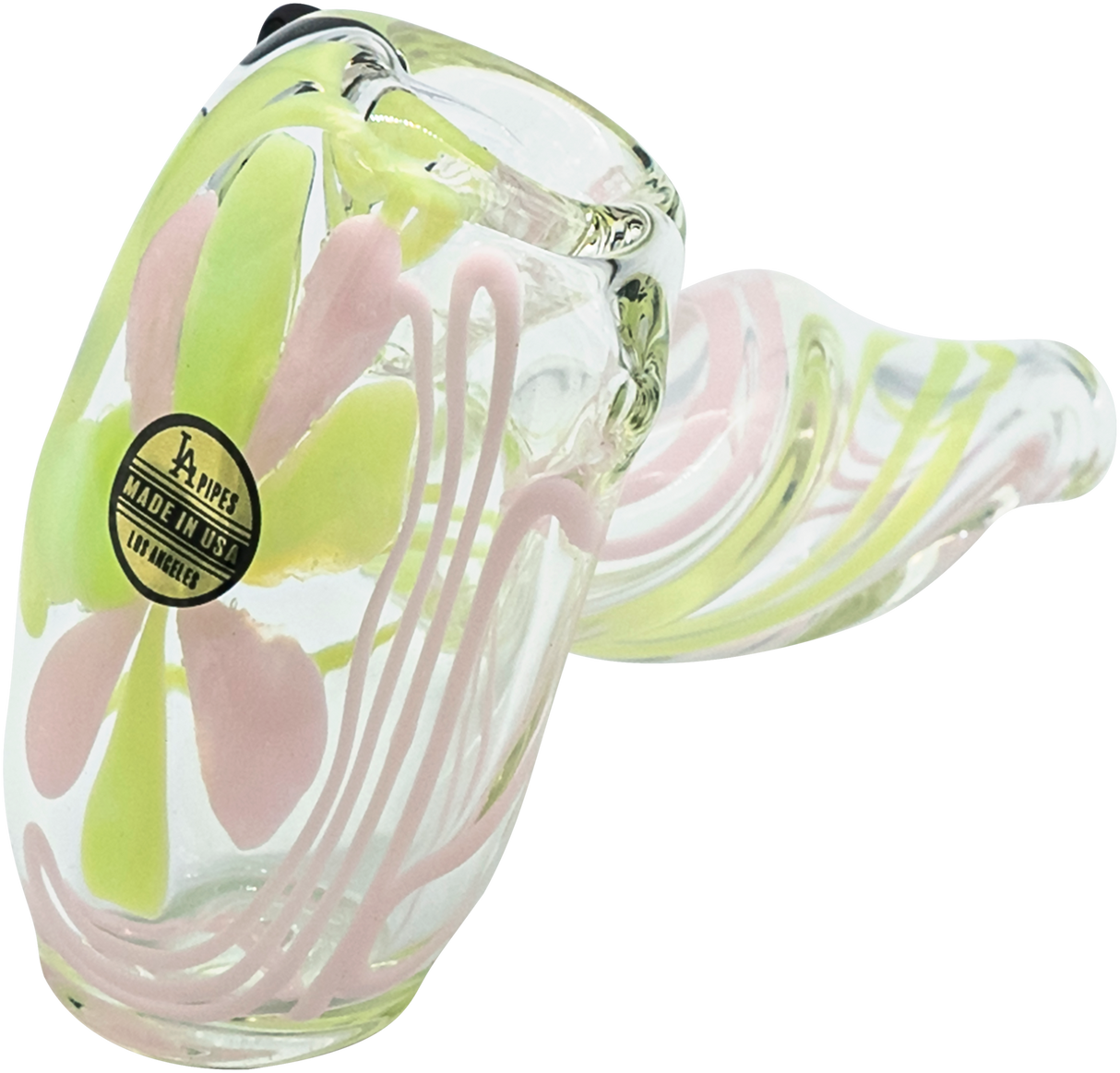 LA Pipes Green Slyme and Bubble Gum Twist Hammer Pipe, Sherlock Design, Side View