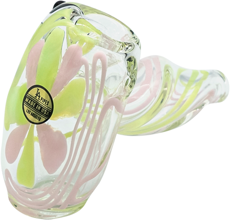 LA Pipes Green Slyme and Bubble Gum Twist Hammer Pipe, Sherlock Design, Side View