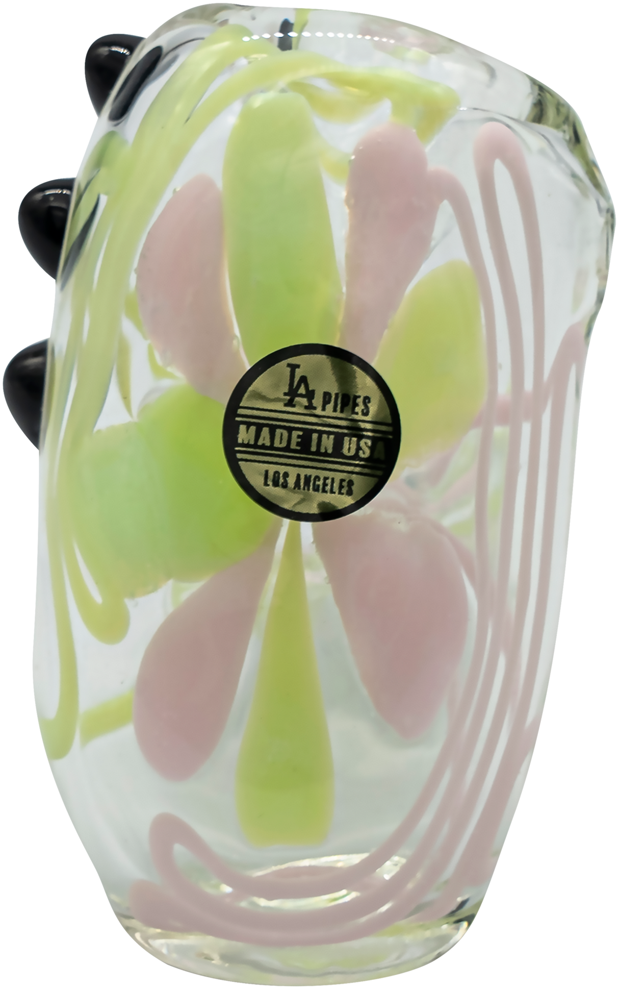 LA Pipes Green Slyme and Bubble Gum Twist Hammer Pipe, Sherlock Design, 4.5" Length