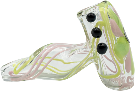 LA Pipes Green Slyme & Bubble Gum Twist Hammer Pipe, Sherlock Design, 4.5" Side View