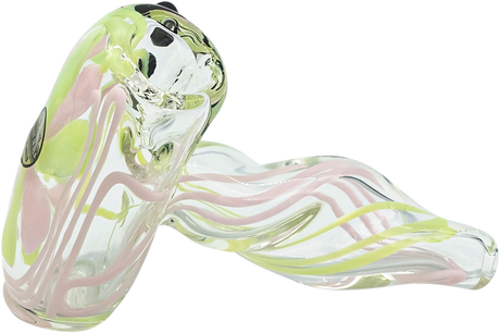 LA Pipes Green Slyme & Bubble Gum Twist Hammer Pipe, 4.5" Borosilicate Glass, USA Made