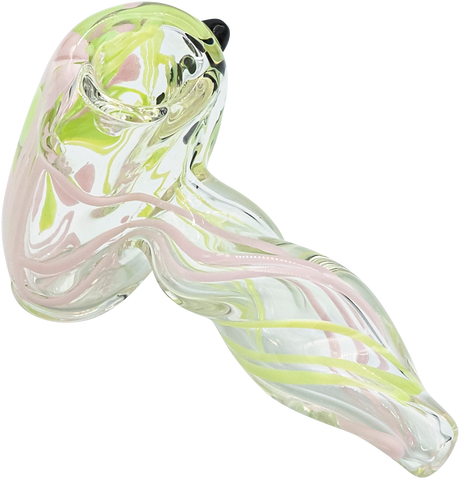 LA Pipes Green Slyme & Bubble Gum Twist Hammer Pipe, Sherlock Design, USA Made