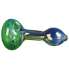 LA Pipes HP1 Spoon Hand Pipe in Green, Borosilicate Glass, Side View on White Background