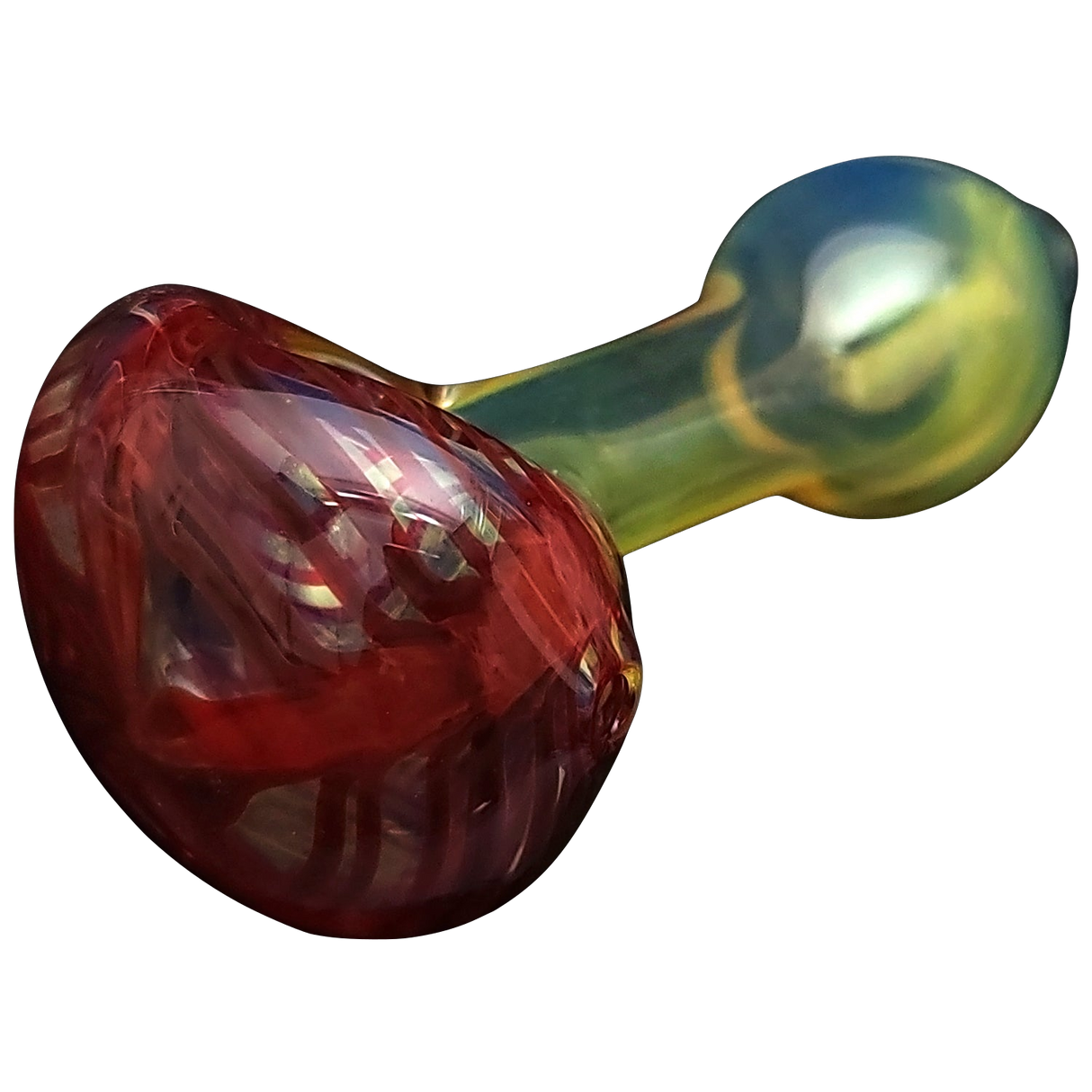 LA Pipes HP1 Spoon Hand Pipe in Borosilicate Glass with Swirled Red and Yellow Design
